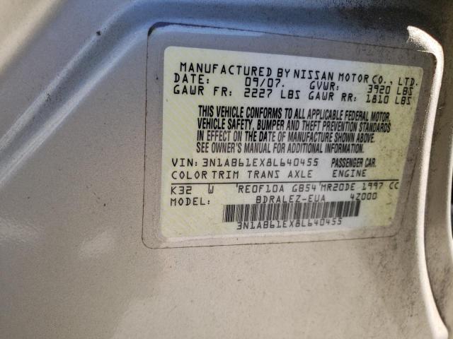 Photo 10 from auction – 2008 NISSAN SENTRA 2.0 with VIN 3N1AB61EX8L640455