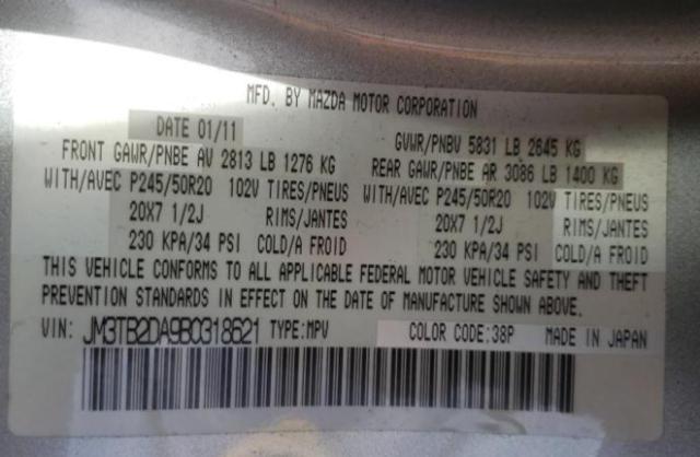 Photo 10 from auction – 2011 MAZDA CX-9 with VIN JM3TB2DA9B0318621