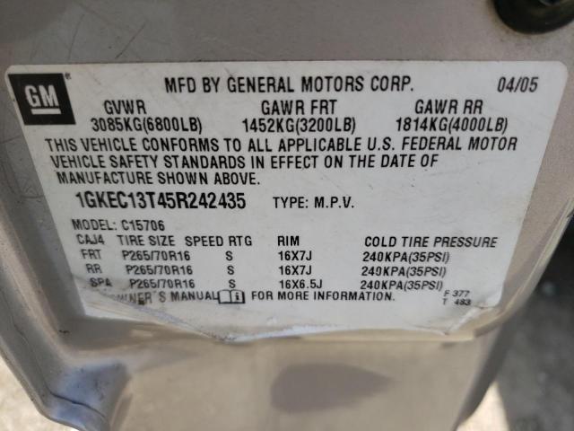 Photo 10 from auction – 2005 GMC YUKON with VIN 1GKEC13T45R242435