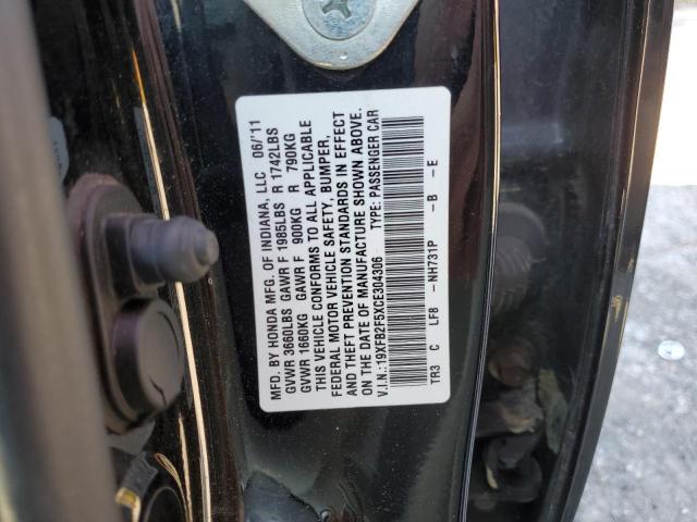 Photo 10 from auction – 2012 HONDA CIVIC LX with VIN 19XFB2F5XCE304306