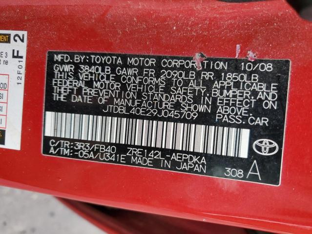 Photo 10 from auction – 2009 TOYOTA COROLLA BA with VIN JTDBL40E29J045709