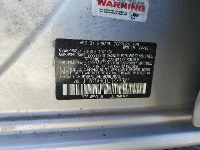 Photo 10 from auction – 2018 SUBARU CROSSTREK with VIN JF2GTABC0J9337981