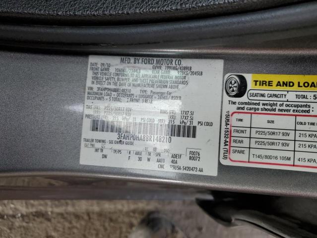 Photo 10 from auction – 2011 FORD FUSION SE with VIN 3FAHP0HA8BR148210