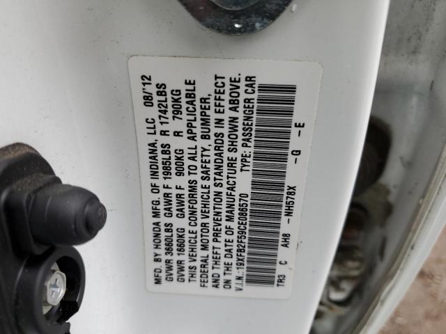 Zdjęcie 10 z aukcji – 2012 HONDA CIVIC LX z VIN 19XFB2F59CE086570