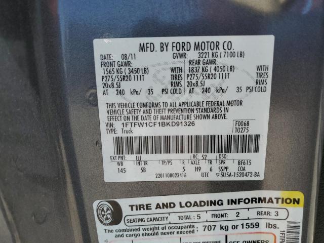 Photo 10 from auction – 2011 FORD F150 SUPER with VIN 1FTFW1CF1BKD91326