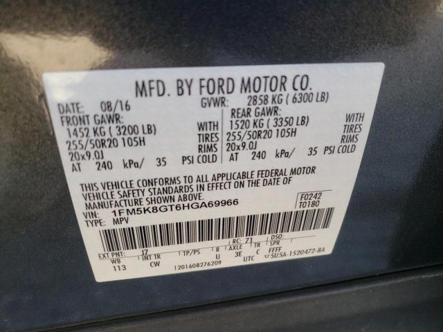 Photo 10 from auction – 2017 FORD EXPLORER S with VIN 1FM5K8GT6HGA69966