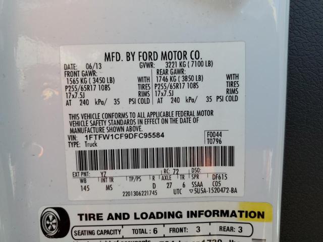 Photo 10 from auction – 2013 FORD F150 SUPER with VIN 1FTFW1CF9DFC95584