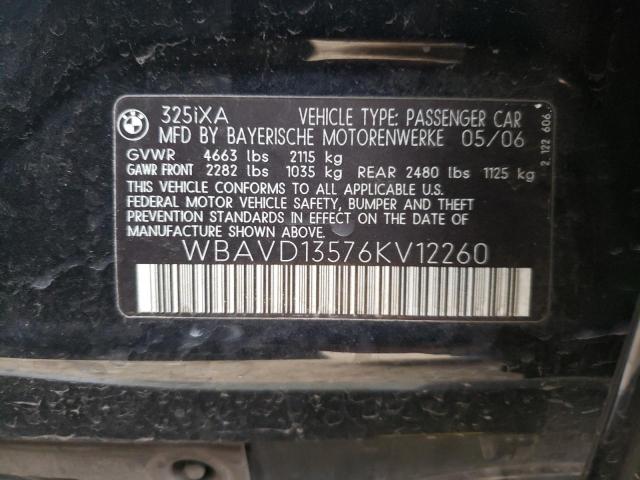 Photo 10 from auction – 2006 BMW 325 XI with VIN WBAVD13576KV12260