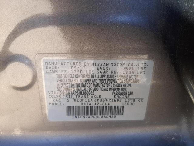 Photo 10 from auction – 2017 NISSAN VERSA S with VIN 3N1CN7AP6HL880982