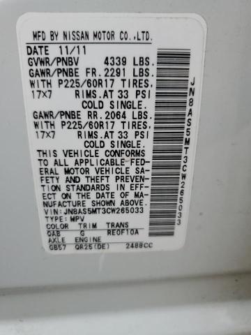 Photo 10 from auction – 2012 NISSAN ROGUE S with VIN JN8AS5MT3CW265033