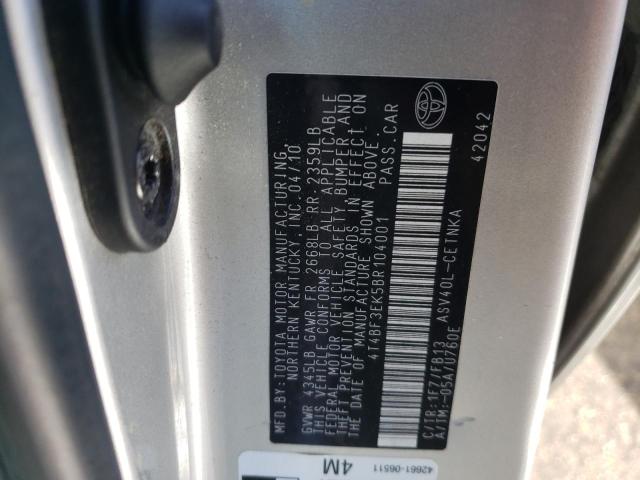 Photo 10 from auction – 2011 TOYOTA CAMRY BASE with VIN 4T4BF3EK5BR104001