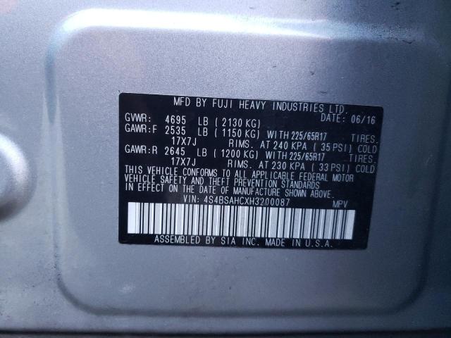 Photo 10 from auction – 2017 SUBARU OUTBACK 2. with VIN 4S4BSAHCXH3200087
