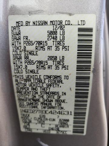 Photo 10 from auction – 2003 NISSAN FRONTIER C with VIN 1N6ED27T83C424631
