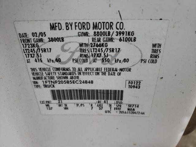 Photo 10 from auction – 2005 FORD F250 SUPER with VIN 1FTNF20585EC24848