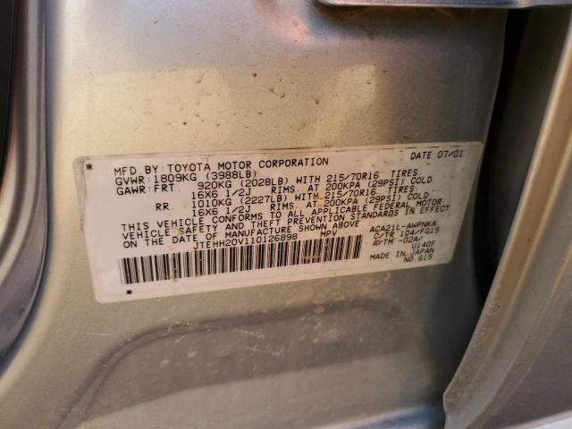 Photo 10 from auction – 2001 TOYOTA RAV4 with VIN JTEHH20V110126898