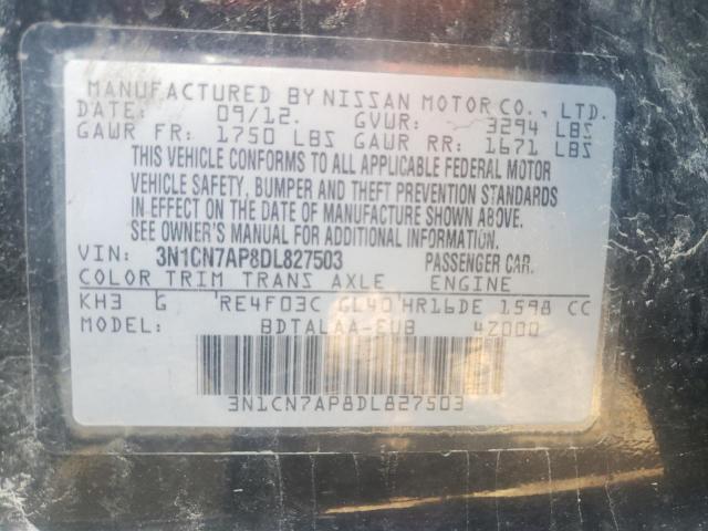 Photo 10 from auction – 2013 NISSAN VERSA S with VIN 3N1CN7AP8DL827503