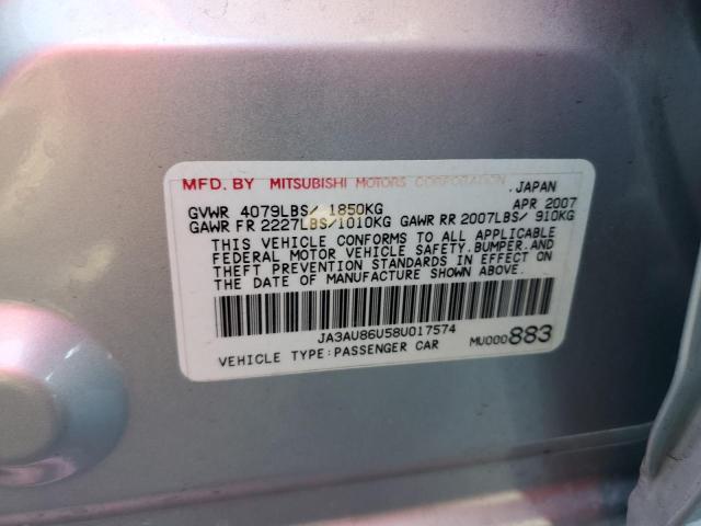 Photo 10 from auction – 2008 MITSUBISHI LANCER GTS with VIN JA3AU86U58U017574