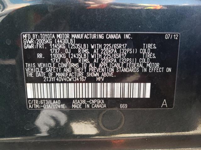 Photo 10 from auction – 2012 TOYOTA RAV4 LIMIT with VIN 2T3YF4DV4CW134167