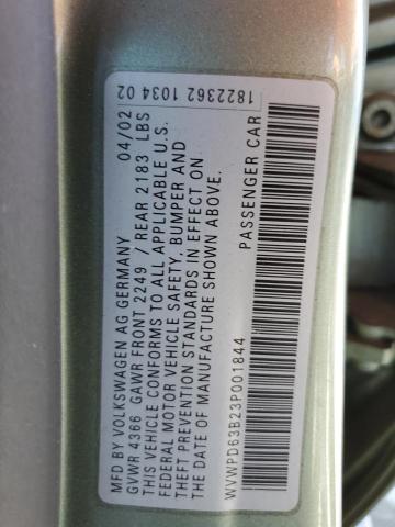 Photo 10 from auction – 2003 VOLKSWAGEN PASSAT GLS with VIN WVWPD63B23P001844
