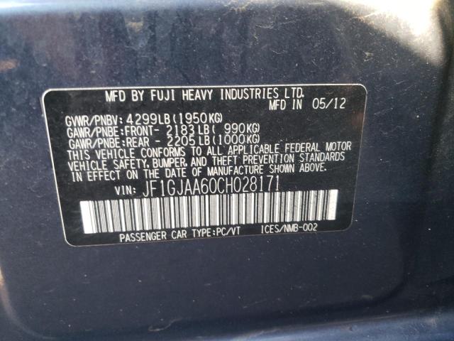 Photo 10 from auction – 2012 SUBARU IMPREZA with VIN JF1GJAA60CH028171
