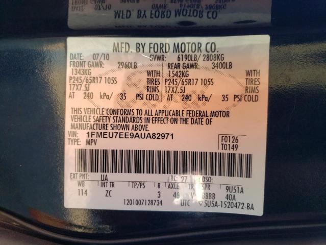 Photo 10 from auction – 2010 FORD EXPLORER E with VIN 1FMEU7EE9AUA82971