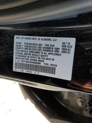 Photo 10 from auction – 2017 HONDA RIDGELINE with VIN 5FPYK3F84HB009560