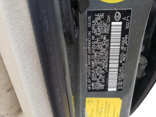 Photo 10 from auction – 2005 LEXUS ES 330 with VIN JTHBA30G255115518