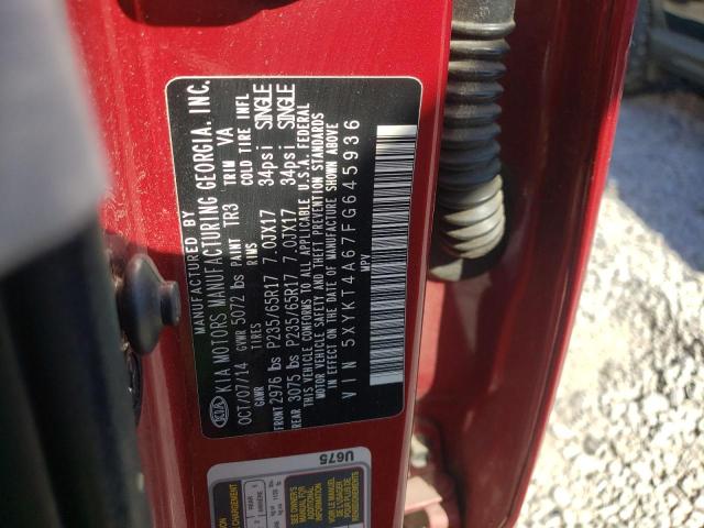 Photo 10 from auction – 2015 KIA SORENTO LX with VIN 5XYKT4A67FG645936