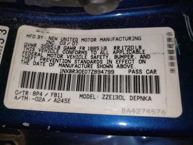 Photo 10 from auction – 2007 TOYOTA COROLLA CE with VIN 1NXBR30E07Z894799