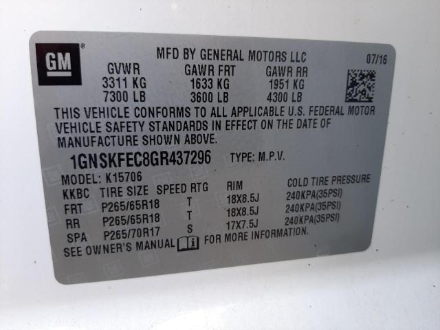 Photo 10 from auction – 2016 CHEVROLET TAHOE SPEC with VIN 1GNSKFEC8GR437296