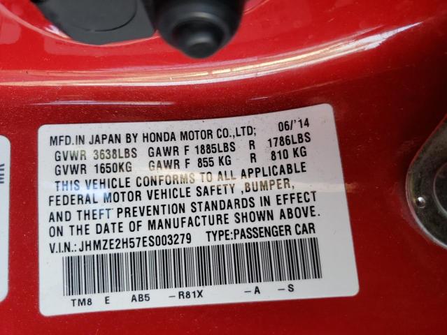 Photo 10 from auction – 2014 HONDA INSIGHT LX with VIN JHMZE2H57ES003279