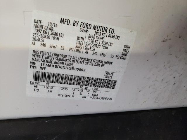 Photo 10 from auction – 2017 FORD EXPLORER X with VIN 1FM5K8D8XHGB05593
