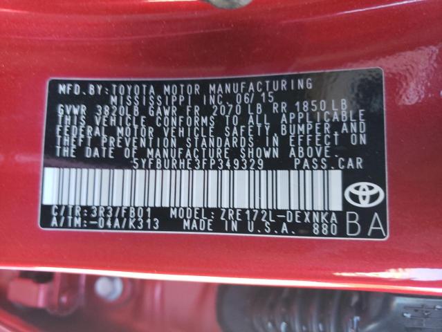 Photo 10 from auction – 2015 TOYOTA COROLLA L with VIN 5YFBURHE3FP349329