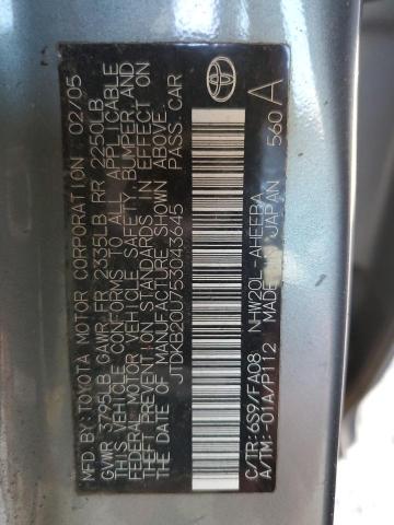 Photo 10 from auction – 2005 TOYOTA PRIUS with VIN JTDKB20U753043645