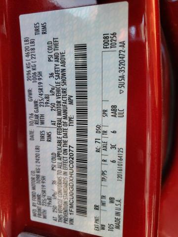 Photo 10 from auction – 2017 FORD ESCAPE SE with VIN 1FMCU0GDXHUC02077