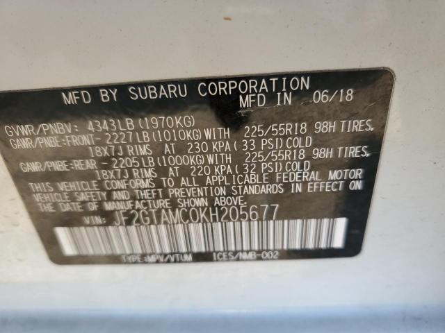 Photo 10 from auction – 2019 SUBARU CROSSTREK with VIN JF2GTAMC0KH205677