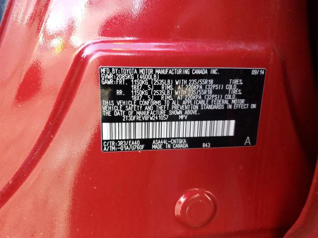 Photo 10 from auction – 2015 TOYOTA RAV4 LIMIT with VIN 2T3DFREV8FW241057