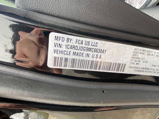 Photo 10 from auction – 2021 DODGE DURANGO GT with VIN 1C4RDJDG9MC663841