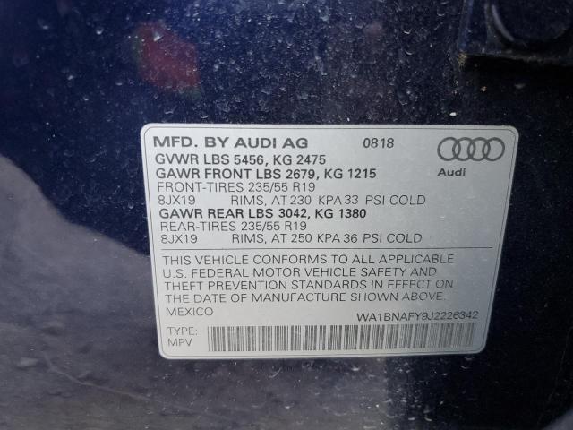 Photo 10 from auction – 2018 AUDI Q5 PREMIUM with VIN WA1BNAFY9J2226342