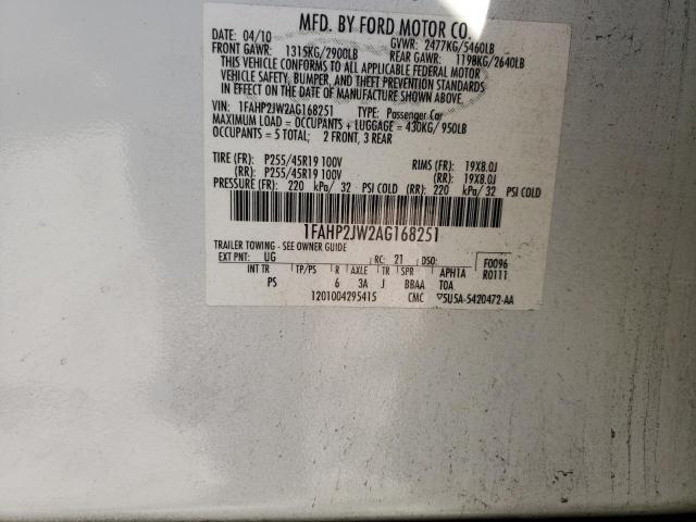 Photo 10 from auction – 2010 FORD TAURUS LIM with VIN 1FAHP2JW2AG168251