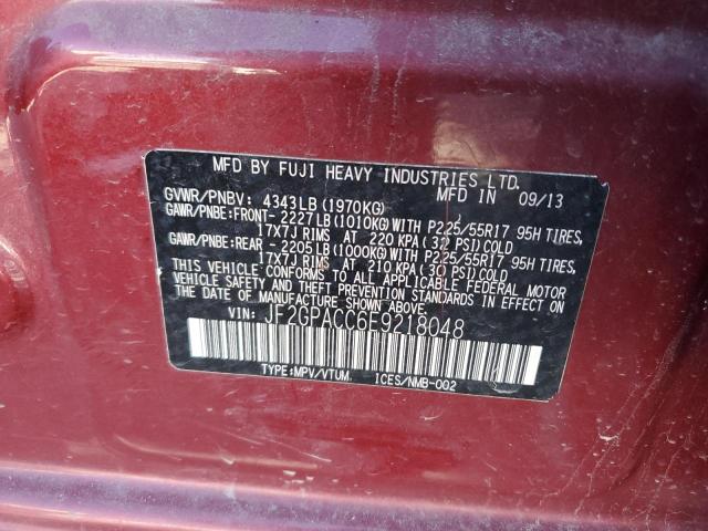 Photo 10 from auction – 2014 SUBARU XV CROSSTR with VIN JF2GPACC6E9218048