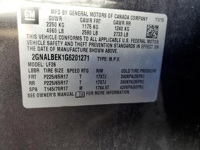 Photo 10 from auction – 2016 CHEVROLET EQUINOX LS with VIN 2GNALBEK1G6201271