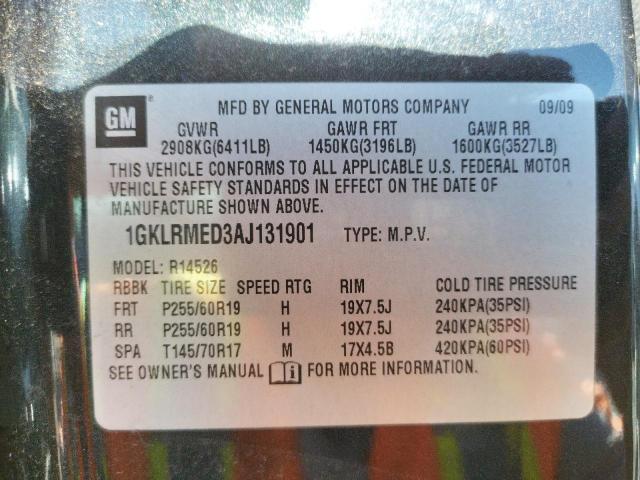 Photo 10 from auction – 2010 GMC ACADIA SLT with VIN 1GKLRMED3AJ131901
