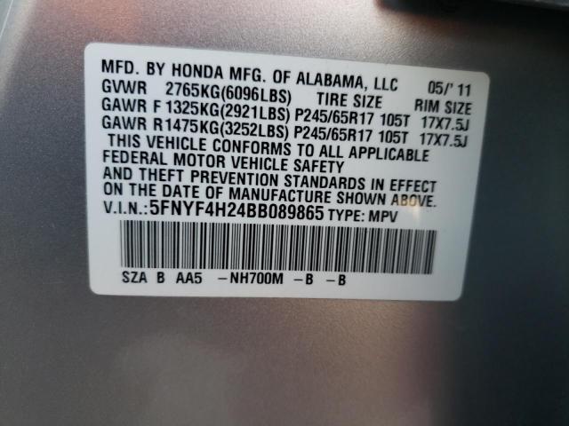 Photo 10 from auction – 2011 HONDA PILOT LX with VIN 5FNYF4H24BB089865