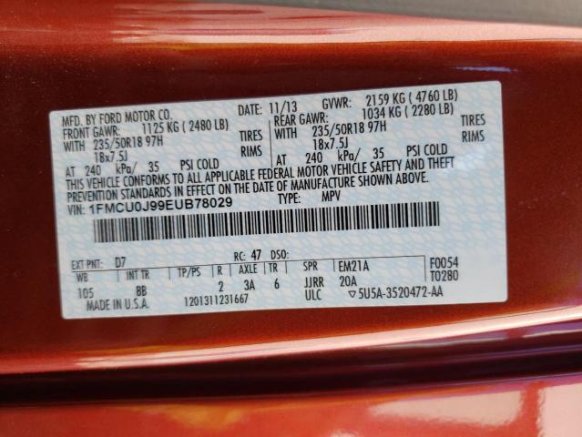 Photo 10 from auction – 2014 FORD ESCAPE TIT with VIN 1FMCU0J99EUB78029