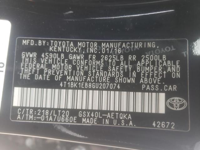 Photo 10 from auction – 2016 TOYOTA AVALON XLE with VIN 4T1BK1EB8GU207074