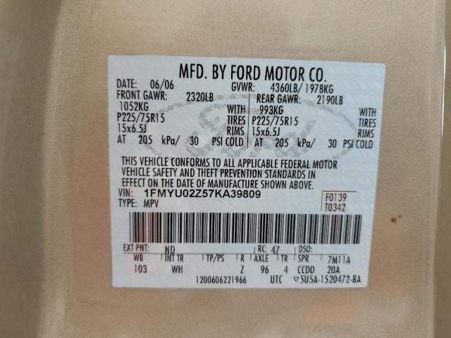 Photo 10 from auction – 2007 FORD ESCAPE XLS with VIN 1FMYU02Z57KA39809