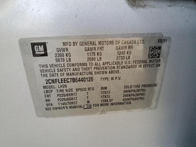 Photo 10 from auction – 2011 CHEVROLET EQUINOX LT with VIN 2CNFLEEC7B6440126