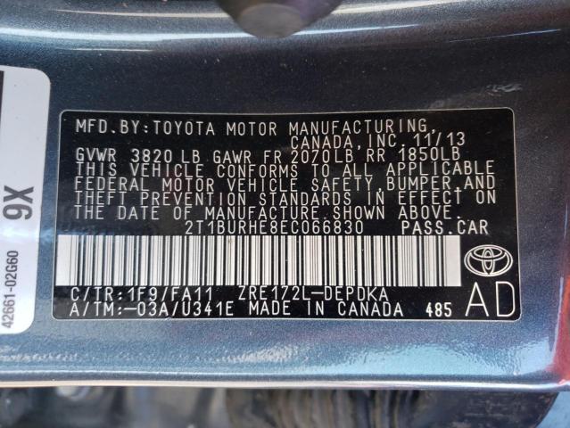 Photo 10 from auction – 2014 TOYOTA COROLLA L with VIN 2T1BURHE8EC066830