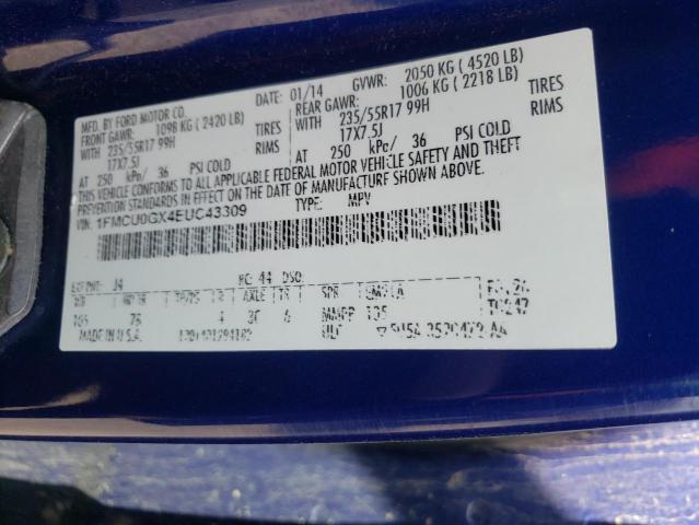 Photo 10 from auction – 2014 FORD ESCAPE SE with VIN 1FMCU0GX4EUC43309